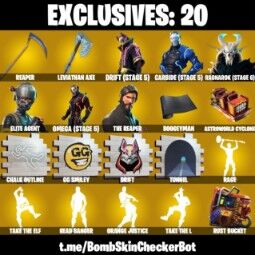 👑69 Skins 👑PC/PSN/XBOX👑 Leviathan Axe 👑 The Reaper 👑 Take The L 👑 Kratos 👑 Omega (Stage 5) 👑 Elite Agent 👑 John Wick 👑 Rogue Agent 👑 Spider Knight 👑 4