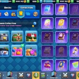 👑KT 13 👑 6889 Trophy 👑 39 LVL 👑 115 Cards 👑 59 Emotes 👑 606 Gems 👑 444K Gold👑 3