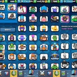 👑KT 13 👑 6889 Trophy 👑 39 LVL 👑 115 Cards 👑 59 Emotes 👑 606 Gems 👑 444K Gold👑 2