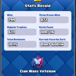 👑 キングタワー13 👑、6111、トロフィー👑、39、LV 👑、108カード、👑エモート👑 30、虹のダイヤ👑 4、93Kゴールド 👑 4