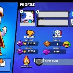 👑 72 Brawlers 👑 32.058 Trophies 👑 72 Skins 👑 6 Legends 👑 21 Mythics 👑 26 Epics 👑 38612 Gold 👑 329 Gems 👑 3977 Blings 👑 3
