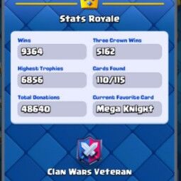 👑KT 14 👑 6856 Trophy 👑 50 LVL 👑 110 Cards 👑 102 Emotes 👑 43 Gems 👑 83 k Gold 👑 4