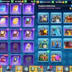 👑KT 14 👑 6856 Trophy 👑 50 LVL 👑 110 Cards 👑 102 Emotes 👑 43 Gems 👑 83 k Gold 👑 3