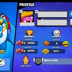 👑 71 Brawlers 👑 20.984 Trophies 👑 49 Skins 👑 5 Legends 👑 21 Mythics 👑 26 Epics 👑 646 Gold 👑 28 Gems 👑 660 Blings 👑 3