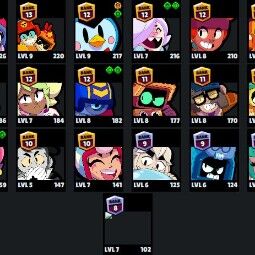 👑 67 brawlers 👑 24.736 troféus 👑 51 Skins 👑 6 Lendas 👑 16 Míticos 👑 26 Épicos 👑 1641 gold 👑 233 gemas 👑 1119 Blings 👑 2