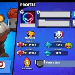 👑 65 Brawlers 👑 24.964 Trofeos 👑 73 Skins 👑 5 Leyendas 👑 15 Míticas 👑 26 Epopeyas 👑 701 Oro 👑 18 Gemas 👑 3396 Joyas 👑 3