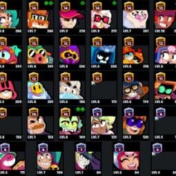 👑 77 Brawlers 👑 29.052 Trophies 👑 88 Skins 👑 9 Legends 👑 23 Mythics 👑 26 Epics 👑 4269 Gold 👑 41 Gems 👑 5465 Blings 👑 2