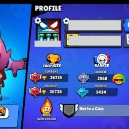 👑 70 Brawlers 👑 26.725 Trophies 👑 77 Skins 👑 5 Legends 👑 20 Mythics 👑 26 Epics 👑 1101 Gold 👑 50 Gems 👑 3
