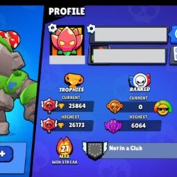👑 76 brawlers 👑 25.864 troféus 👑 64 Skins 👑 8 Lendas 👑 23 Míticos 👑 26 Épicos 👑 4010 gold 👑 68 gemas 👑 7468 Blings 👑 3