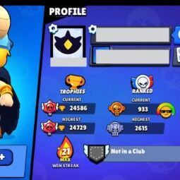 👑 82 Brawlers 👑 24.586 Trophies 👑 90 Skins 👑 11 Legends 👑 26 Mythics 👑 26 Epics 👑 4834 Gold 👑 142 Gems 👑 5635 Blings 👑 3