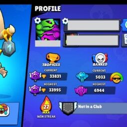 👑 82 Brawlers 👑 33.831 Trophies 👑 86 Skins 👑 11 Legends 👑 26 Mythics 👑 26 Epics 👑 4879 Gold 👑 68 Gems 👑 2281 Blings 👑 3