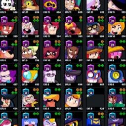 👑 82 Brawlers 👑 33.033 Trophies 👑 106 Skins 👑 11 Legends 👑 26 Mythics 👑 26 Epics 👑 10684 Gold 👑 95 Gems 👑 3385 Blings 👑 1