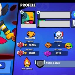 👑 54 Brawlers 👑 16.736 Trofeos 👑 44 Skins 👑 3 Leyendas 12 Míticas 👑 👑 20 Epopeyas 👑 10016 Oro 👑 98 Gemas 👑 2297 Joyas 👑 2