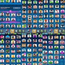 👑 キングタワー 15 👑 8695 トロフィー 👑 56 LV 👑 115 カード 👑 146 エモート 👑 355 虹のダイヤ 👑 2,82 kk ゴールド 👑 2