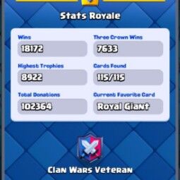 👑 キングタワー 15 👑 8695 トロフィー 👑 56 LV 👑 115 カード 👑 146 エモート 👑 355 虹のダイヤ 👑 2,82 kk ゴールド 👑 4