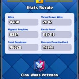 👑KT 15 👑 8142 Trophy 👑 55 LVL 👑 113 Cards 👑 46 Emotes 👑 1543 Gems 👑 281 k Gold 👑 4