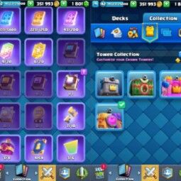👑KT 14 👑 6535 Trophy 👑 42 LVL 👑 112 Cards 👑 24 Emotes 👑 1801 Gems 👑 351 k Gold 👑 3