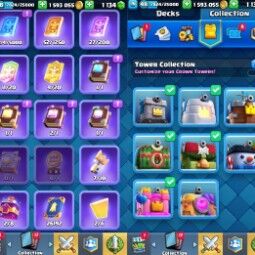 👑KT 14 👑 6769 Trophy 👑 48 LVL 👑 115 Cards 👑 63 Emotes 👑 1134 Gems 👑 1,59 kk Gold 👑 3