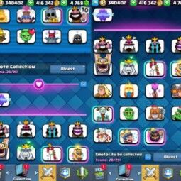 👑KT 14 👑 6917 Trophy 👑 47 LVL 👑 113 Cards 👑 28 Emotes 👑 4768 Gems 👑 416 k Gold 👑 2