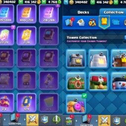 👑KT 14 👑 6917 Trophy 👑 47 LVL 👑 113 Cards 👑 28 Emotes 👑 4768 Gems 👑 416 k Gold 👑 3