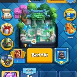 👑KT 14 👑 6525 Trophy 👑 46 LVL 👑 107 Cards 👑 23 Emotes 👑 1785 Gems 👑 67 k Gold 👑 0