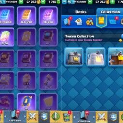 👑KT 14 👑 6525 Trophy 👑 46 LVL 👑 107 Cards 👑 23 Emotes 👑 1785 Gems 👑 67 k Gold 👑 3
