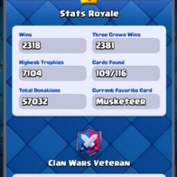 👑KT 14 👑 7103 Trophy 👑 45 LVL 👑 109 Cards 👑 41 Emotes 👑 1036 Gems 👑 190 k Gold 👑 4