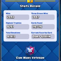 👑KT 14 👑 8261 Trophy 👑 52 LVL 👑 116 Cards 👑 96 Emotes 👑 265 Gems 👑 45 k Gold 👑 4
