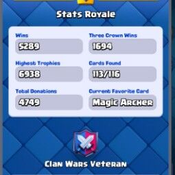 👑KT 14 👑 6938 Trophy 👑 47 LVL 👑 113 Cards 👑 89 Emotes 👑 1606 Gems 👑 1,69 kk Gold 👑 4