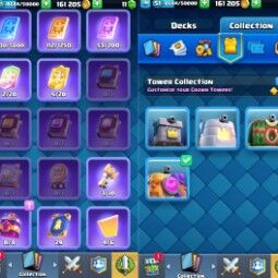 👑KT 14 👑 7378 Trophy 👑 51 LVL 👑 116 Cards 👑 30 Emotes 👑 11 Gems 👑 161 k Gold 👑 3