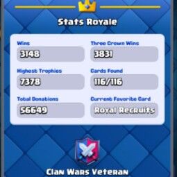 👑KT 14 👑 7378 Trophy 👑 51 LVL 👑 116 Cards 👑 30 Emotes 👑 11 Gems 👑 161 k Gold 👑 4