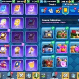 👑KT 14 👑 7790 Trophy 👑 53 LVL 👑 115 Cards 👑 104 Emotes 👑 1134 Gems 👑 299 k Gold 👑 3
