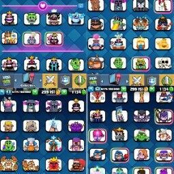 👑KT 14 👑 7790 Trophy 👑 53 LVL 👑 115 Cards 👑 104 Emotes 👑 1134 Gems 👑 299 k Gold 👑 2