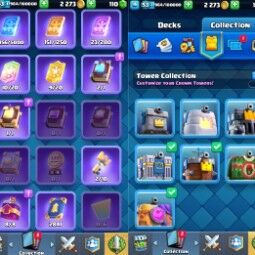 👑KT 14 👑 6880 Trophy 👑 53 LVL 👑 115 Cards 👑 44 Emotes 👑 110 Gems 👑 2 k Gold 👑 3