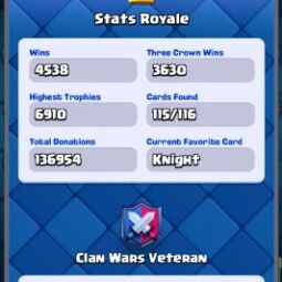 👑KT 14 👑 6880 Trophy 👑 53 LVL 👑 115 Cards 👑 44 Emotes 👑 110 Gems 👑 2 k Gold 👑 4