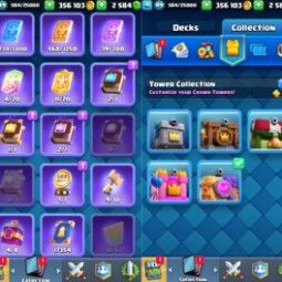 👑KT 14 👑 8064 Trophy 👑 49 LVL 👑 115 Cards 👑 35 Emotes 👑 2584 Gems 👑 356 k Gold 👑 3