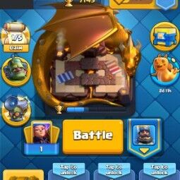 👑KT 14 👑 7145 Trophy 👑 45 LVL 👑 114 Cards 👑 60 Emotes 👑 424 Gems 👑 250 k Gold 👑 0