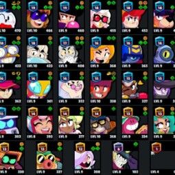 👑 77 Brawlers 👑 37.336 Trophies 👑 68 Skins 👑 10 Legends 👑 23 Mythics 👑 25 Epics 👑 6763 Gold 👑 158 Gems 👑 5242 Blings 👑 2