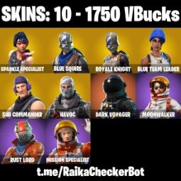 👑10 Skins 👑PC/PSN/XBOX👑 Sparkle Specialist 👑 Floss 👑 Take The L 👑 Blue Squire 👑 Royale Knight 👑 Blue Team Leader 👑 Havoc 👑 0