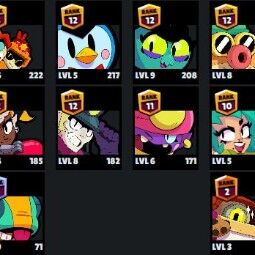 👑 62 Brawlers 👑 22.216 Trophies 👑 60 Skins 👑 4 Legends 👑 16 Mythics 👑 23 Epics 👑 292 Gold 👑 6 Gems 👑 296 Blings 👑 2