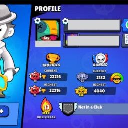 👑 62 Brawlers 👑 22.216 Trophies 👑 60 Skins 👑 4 Legends 👑 16 Mythics 👑 23 Epics 👑 292 Gold 👑 6 Gems 👑 296 Blings 👑 3