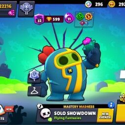 👑 62 Brawlers 👑 22.216 Trophies 👑 60 Skins 👑 4 Legends 👑 16 Mythics 👑 23 Epics 👑 292 Gold 👑 6 Gems 👑 296 Blings 👑 0
