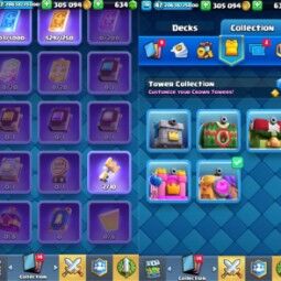 👑KT 14 👑 7000 Trophy 👑 47 LVL 👑 115 Cards 👑 41 Emotes 👑 634 Gems 👑 305 k Gold 👑 3