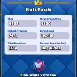 👑KT 14 👑 7000 Trophy 👑 47 LVL 👑 115 Cards 👑 41 Emotes 👑 634 Gems 👑 305 k Gold 👑 4