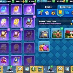 👑KT 14 👑 6793 Trophy 👑 49 LVL 👑 111 Cards 👑 25 Emotes 👑 6032 Gems 👑 185 k Gold 👑 3
