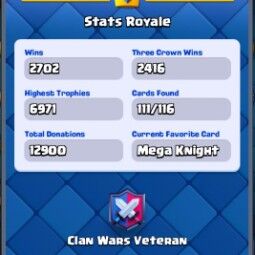 👑KT 14 👑 6793 Trophy 👑 49 LVL 👑 111 Cards 👑 25 Emotes 👑 6032 Gems 👑 185 k Gold 👑 4