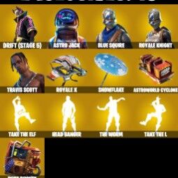 👑57 Skins 👑PC/PSN/XBOX👑 Travis Scott 👑 Blue Squire 👑 Royale Knight 👑 Take The L 👑  Astro Jack 👑 Rogue Agent 👑 Crackshot 👑 Drift 👑 Wild Card 👑 4