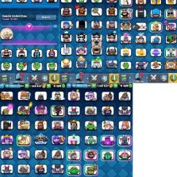 👑キングタワー 15 👑 7024 トロフィー 👑 54 LV 👑 116枚のカード 👑 111枚 エモート 👑 4109名 虹のダイヤ 👑 1.32キロ ゴールド 👑 2