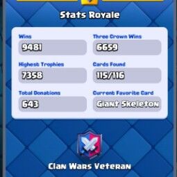 👑KT 14 👑 7027 Trophy 👑 52 LVL 👑 115 Cards 👑 60 Emotes 👑 365 Gems 👑 156 k Gold 👑 4