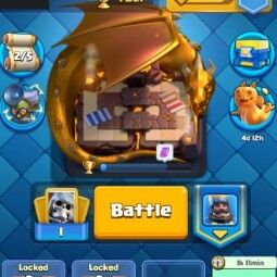 👑KT 14 👑 7027 Trophy 👑 52 LVL 👑 115 Cards 👑 60 Emotes 👑 365 Gems 👑 156 k Gold 👑 0